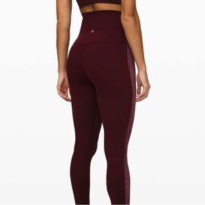 Lululemon Align Super High Rise pant size 4 soulcycle burgundy velvet side